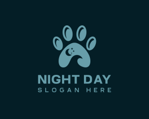 Night Crescent Paw Print logo design