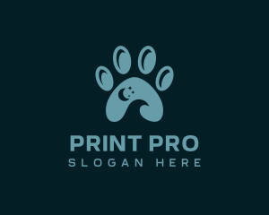 Night Crescent Paw Print logo design