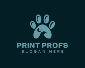 Night Crescent Paw Print logo design