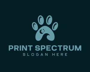 Night Crescent Paw Print logo design