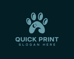 Night Crescent Paw Print logo design