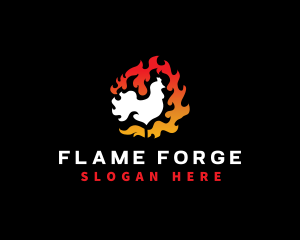 Chicken Barbecue Flame logo design