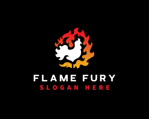 Chicken Barbecue Flame logo design