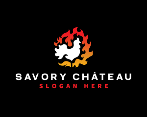 Chicken Barbecue Flame logo design