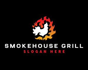 Chicken Barbecue Flame logo