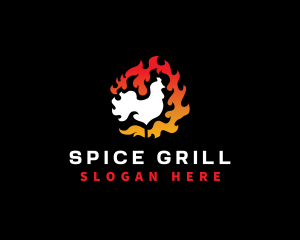 Chicken Barbecue Flame logo design