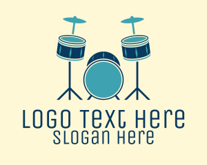 Drums - Blue Drum Set logo design