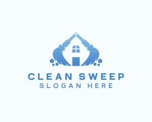 Broom Sanitary Cleaning logo design