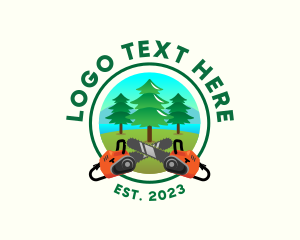 Chainsaw Pine Forest Logging Logo