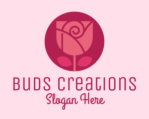 Round Rose Bud logo design