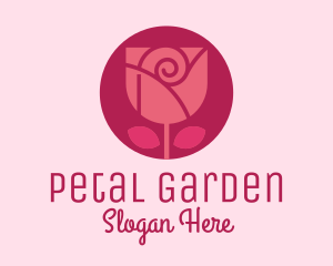 Round Rose Bud logo design