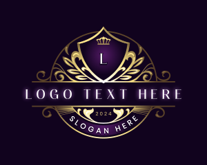 Luxury Leaf Crown Shield logo