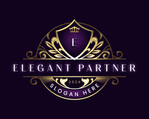 Luxury Leaf Crown Shield logo design