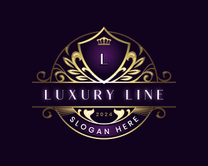 Luxury Leaf Crown Shield logo design