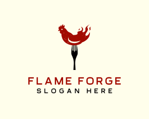 Fire Chicken Fork logo design