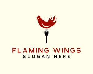 Fire Chicken Fork logo design