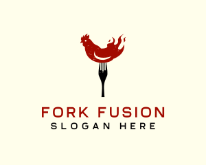 Fire Chicken Fork logo design