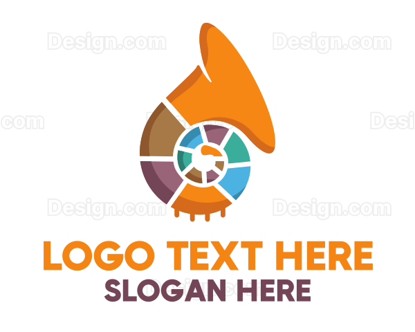 Multicolor Seashell French Horn Logo