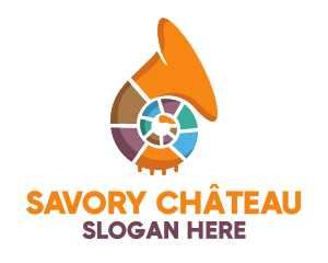 Multicolor Seashell French Horn logo design