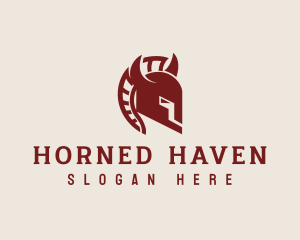 Horn Spartan Helmet logo design