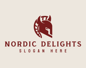 Horn Spartan Helmet logo design