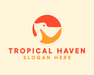 Tropical Pelican Bird logo design