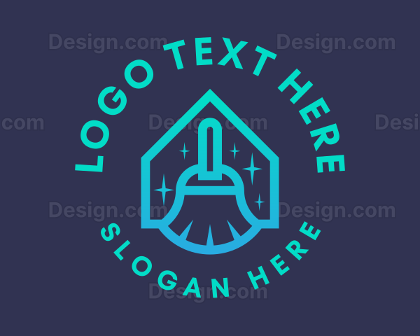 Broom House Cleaning Logo