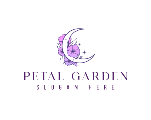 Flower Floral Moon logo design