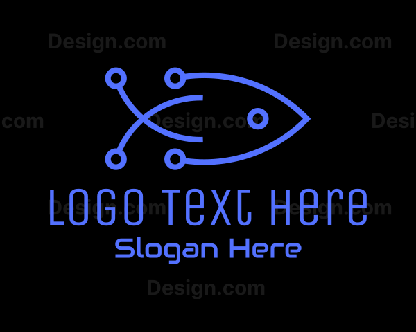 Minimalist Fish Circuitry Logo