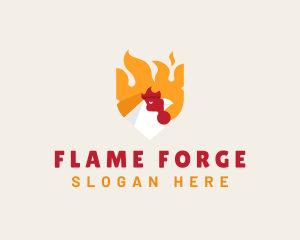 Chicken Flame Barbecue logo design