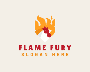 Chicken Flame Barbecue logo design