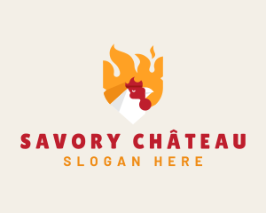 Chicken Flame Barbecue logo design