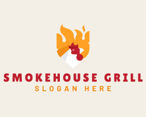 Chicken Flame Barbecue logo design