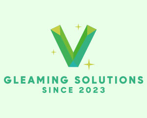 Shiny Gem Letter V logo