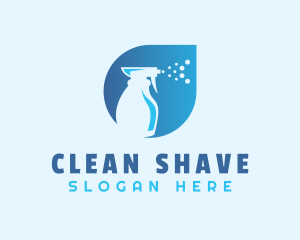 Blue Spray Bottle Cleaning logo design