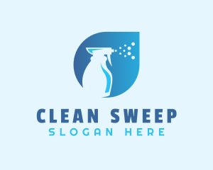 Blue Spray Bottle Cleaning logo design