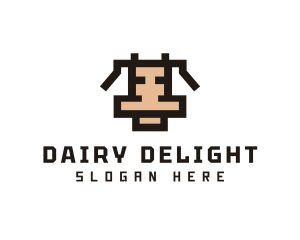 Pixel Cow Head logo design