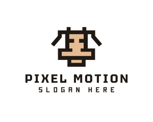 Pixel Cow Head logo design