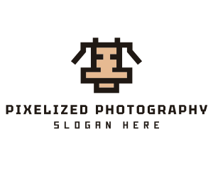 Pixel Cow Head logo design