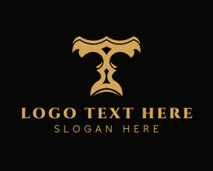 Letter - Antique Carving Letter T logo design