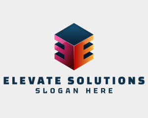 3D Cube Business Letter E logo design