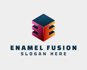 3D Cube Business Letter E logo design