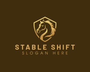 Horse Stallion Shield logo design