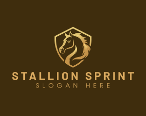 Horse Stallion Shield logo design