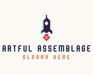 Spaceship Pixelated Game logo