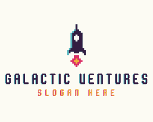 Spaceship Pixelated Game logo