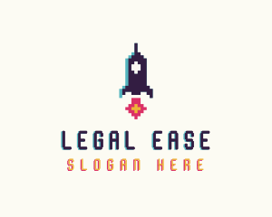 Spaceship Pixelated Game logo
