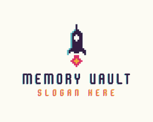 Spaceship Pixelated Game logo