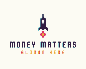 Spaceship Pixelated Game logo