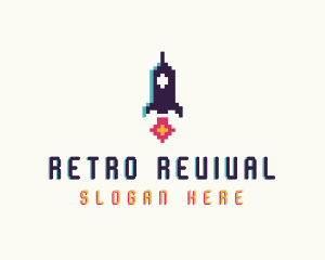 Spaceship Pixelated Game logo